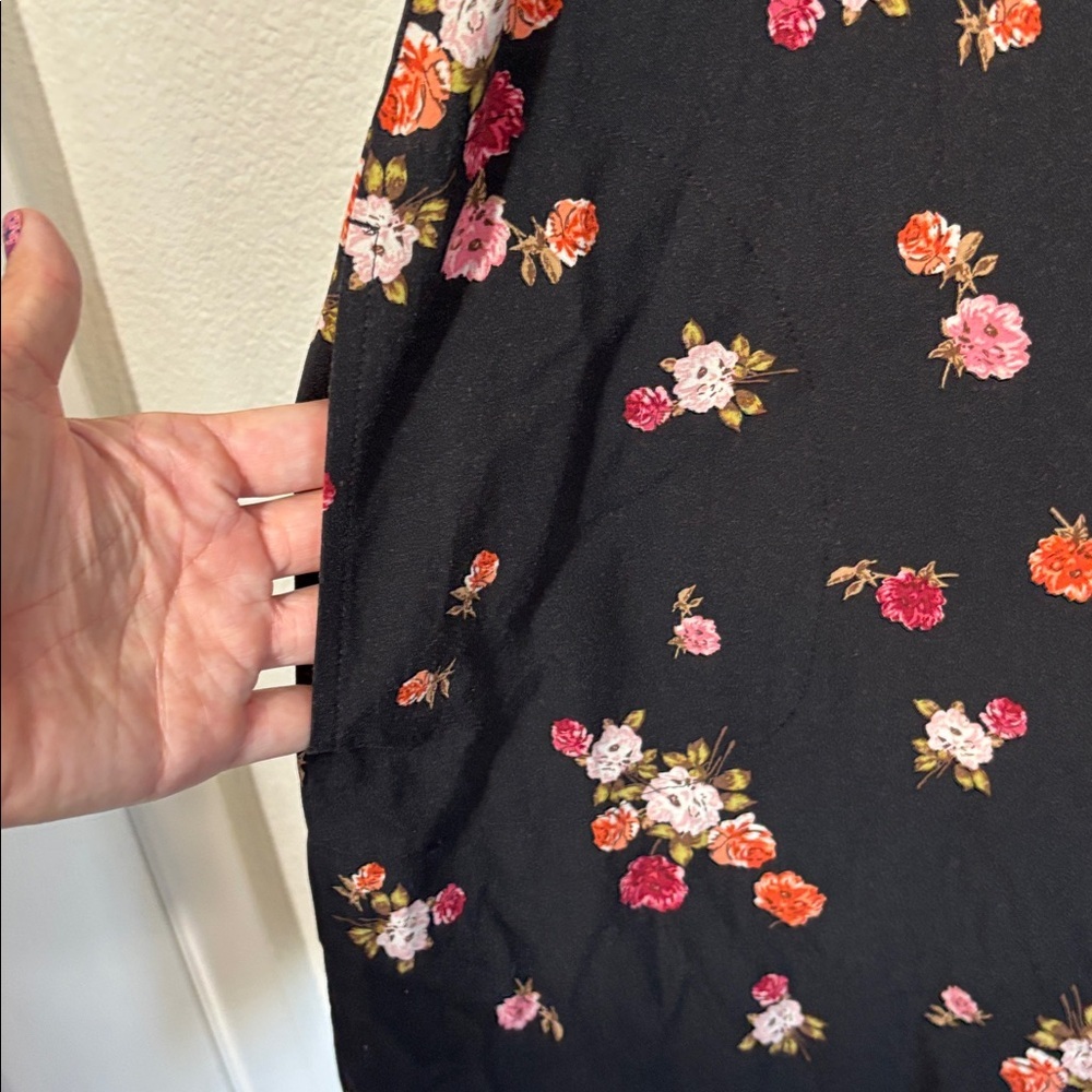 J Jill Black w Floral Button Down Dress Pockets Size XS | cottage core | dainty - Picture 9 of 9